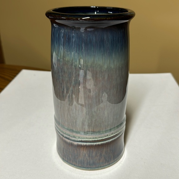 Bill Campbell art pottery utensil crock or vase - Picture 2 of 5